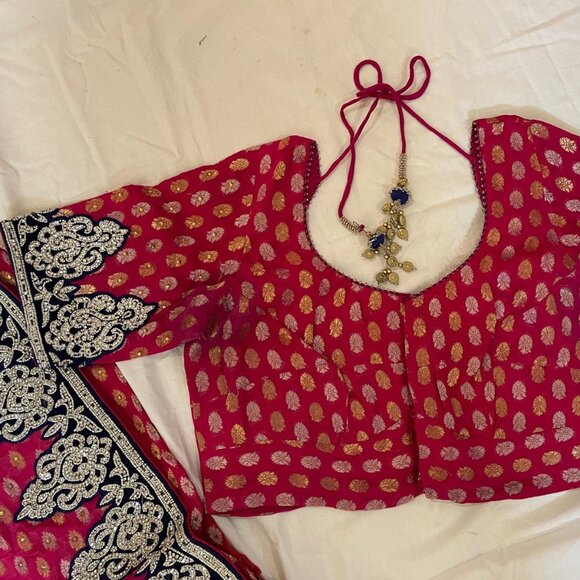 Pink Embroidered Saree - Picture 2 of 3